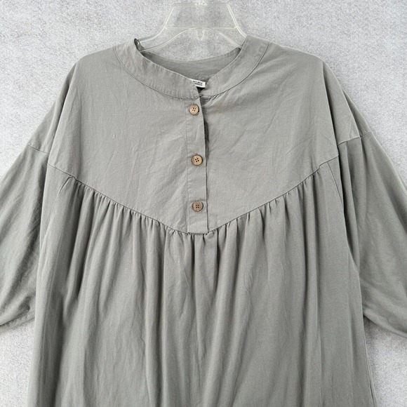 Zara Lagenlook Smock Shirt Dress Womens SMALL Oversized Gray Kaftan Midi - Picture 3 of 16